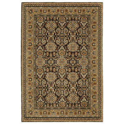 Andorra 2431A Brown/Gold Area Rug, brown gold modern traditional area rug with vintage-style pattern and luxurious soft pile.