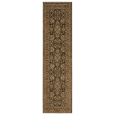 Andorra 2431A Brown/Gold Area Rug, brown gold modern traditional area rug with vintage-style pattern and luxurious soft pile.