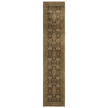 Andorra 2431A Brown/Gold Area Rug, brown gold modern traditional area rug with vintage-style pattern and luxurious soft pile.