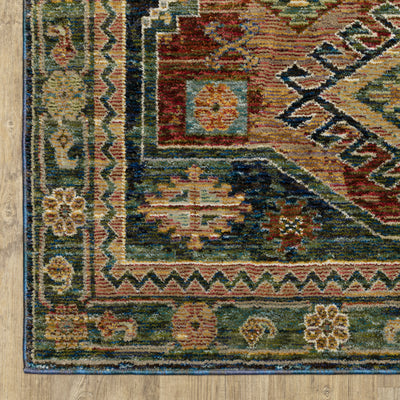 Andorra 2442A Blue/Multi Area Rug, blue multi modern traditional area rug with vintage-inspired pattern and dense soft pile.