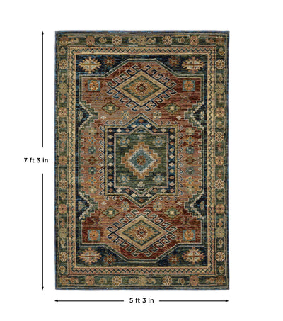 Andorra 2442A Blue/Multi Area Rug, blue multi modern traditional area rug with vintage-inspired pattern and dense soft pile.