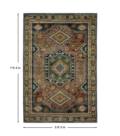Andorra 2442A Blue/Multi Area Rug, blue multi modern traditional area rug with vintage-inspired pattern and dense soft pile.