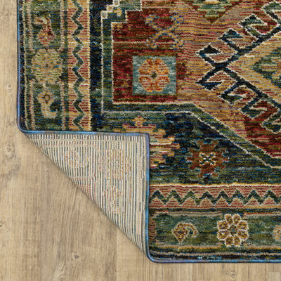 Andorra 2442A Blue/Multi Area Rug, blue multi modern traditional area rug with vintage-inspired pattern and dense soft pile.
