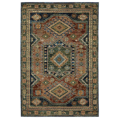 Andorra 2442A Blue/Multi Area Rug, blue multi modern traditional area rug with vintage-inspired pattern and dense soft pile.