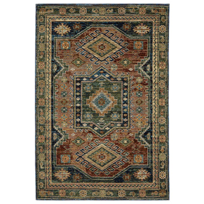 Andorra 2442A Blue/Multi Area Rug, blue multi modern traditional area rug with vintage-inspired pattern and dense soft pile.