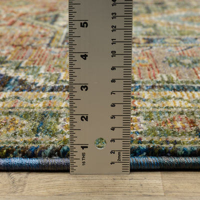 Andorra 2442A Blue/Multi Area Rug, blue multi modern traditional area rug with vintage-inspired pattern and dense soft pile.