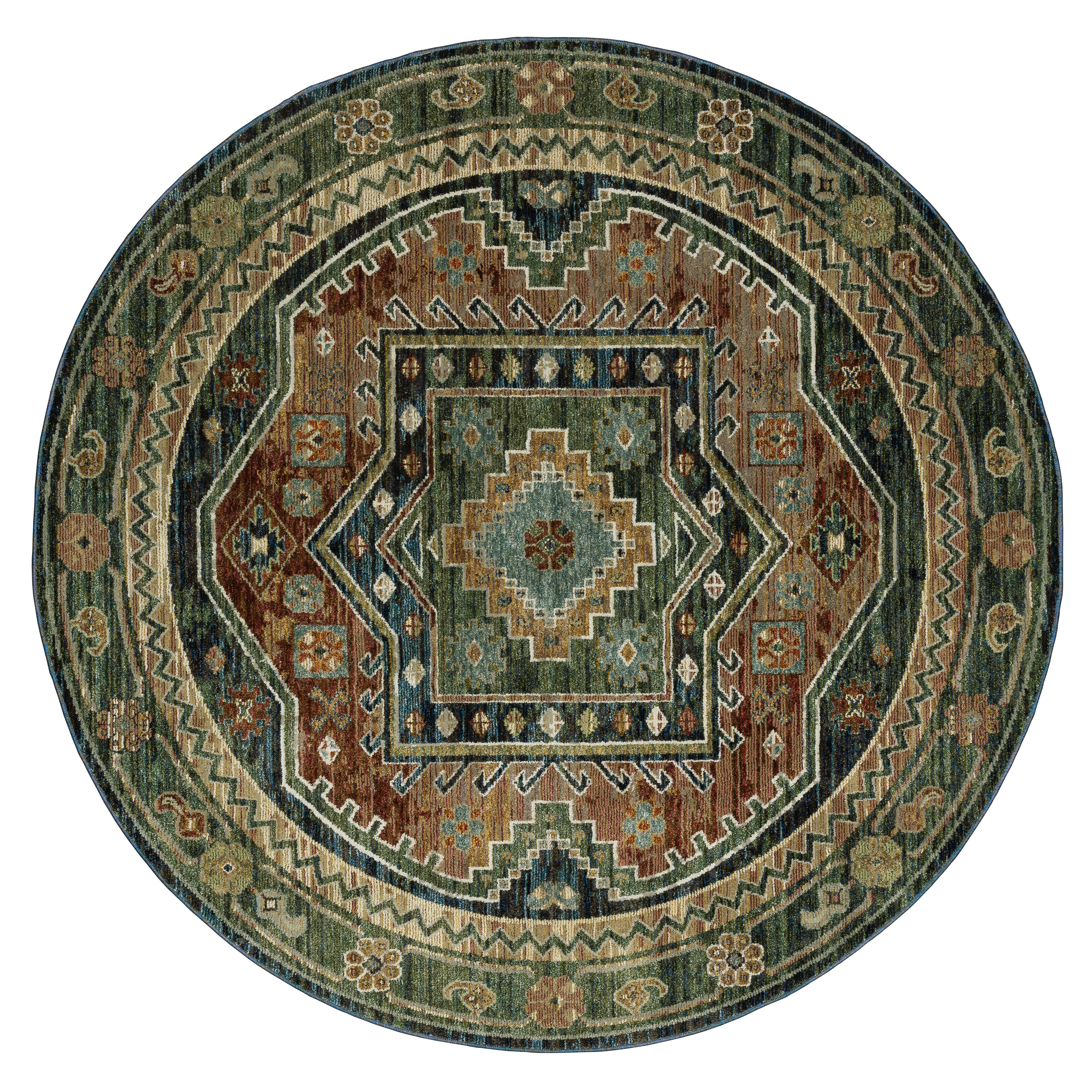 Andorra 2442A Blue/Multi Area Rug, blue multi modern traditional area rug with vintage-inspired pattern and dense soft pile.