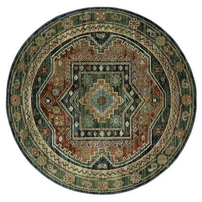 Andorra 2442A Blue/Multi Area Rug, blue multi modern traditional area rug with vintage-inspired pattern and dense soft pile.