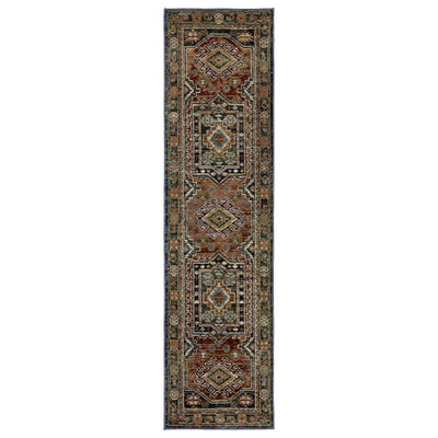 Andorra 2442A Blue/Multi Area Rug, blue multi modern traditional area rug with vintage-inspired pattern and dense soft pile.