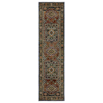 Andorra 2442A Blue/Multi Area Rug, blue multi modern traditional area rug with vintage-inspired pattern and dense soft pile.