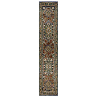 Andorra 2442A Blue/Multi Area Rug, blue multi modern traditional area rug with vintage-inspired pattern and dense soft pile.