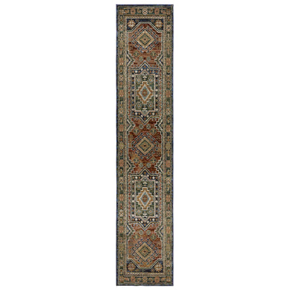 Andorra 2442A Blue/Multi Area Rug, blue multi modern traditional area rug with vintage-inspired pattern and dense soft pile.