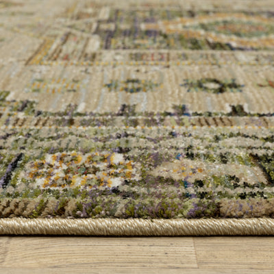Andorra 2442D Grey/Green Area Rug, grey green modern traditional area rug with vintage-inspired pattern and plush dense pile.