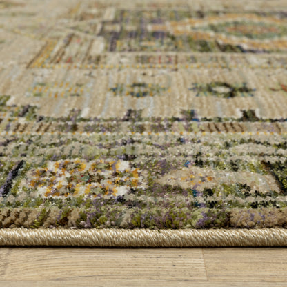 Andorra 2442D Grey/Green Area Rug, grey green modern traditional area rug with vintage-inspired pattern and plush dense pile.