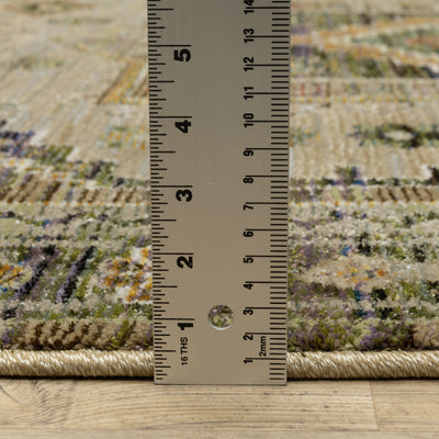 Andorra 2442D Grey/Green Area Rug, grey green modern traditional area rug with vintage-inspired pattern and plush dense pile.