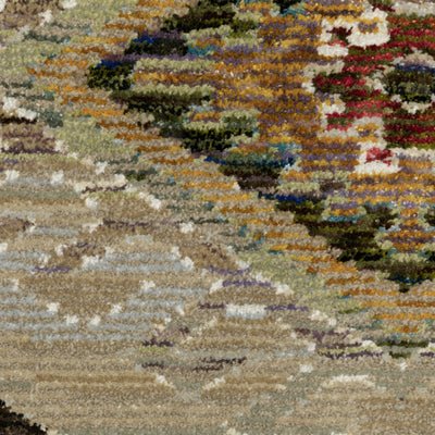 Andorra 2442D Grey/Green Area Rug, grey green modern traditional area rug with vintage-inspired pattern and plush dense pile.