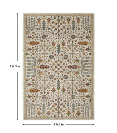 Andorra 2449B Ivory/Gold Area Rug, ivory gold modern traditional area rug with graceful vintage-inspired pattern and dense pile.