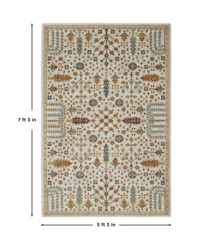 Andorra 2449B Ivory/Gold Area Rug, ivory gold modern traditional area rug with graceful vintage-inspired pattern and dense pile.
