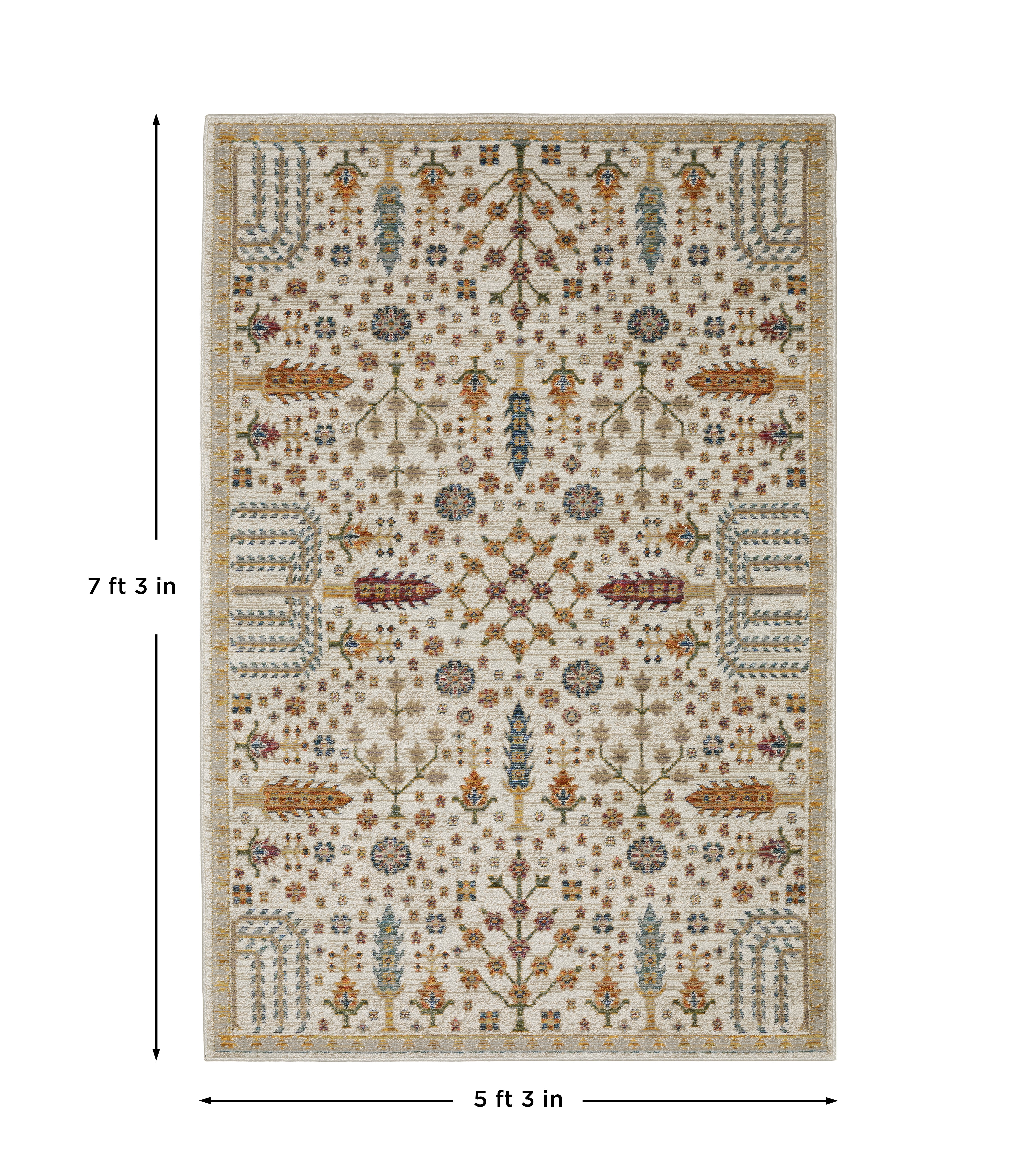 Andorra 2449B Ivory/Gold Area Rug, ivory gold modern traditional area rug with graceful vintage-inspired pattern and dense pile.