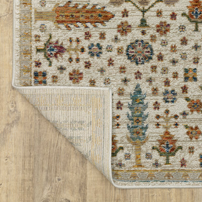Andorra 2449B Ivory/Gold Area Rug, ivory gold modern traditional area rug with graceful vintage-inspired pattern and dense pile.