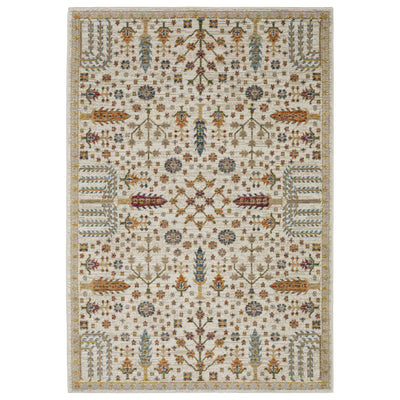 Andorra 2449B Ivory/Gold Area Rug, ivory gold modern traditional area rug with graceful vintage-inspired pattern and dense pile.