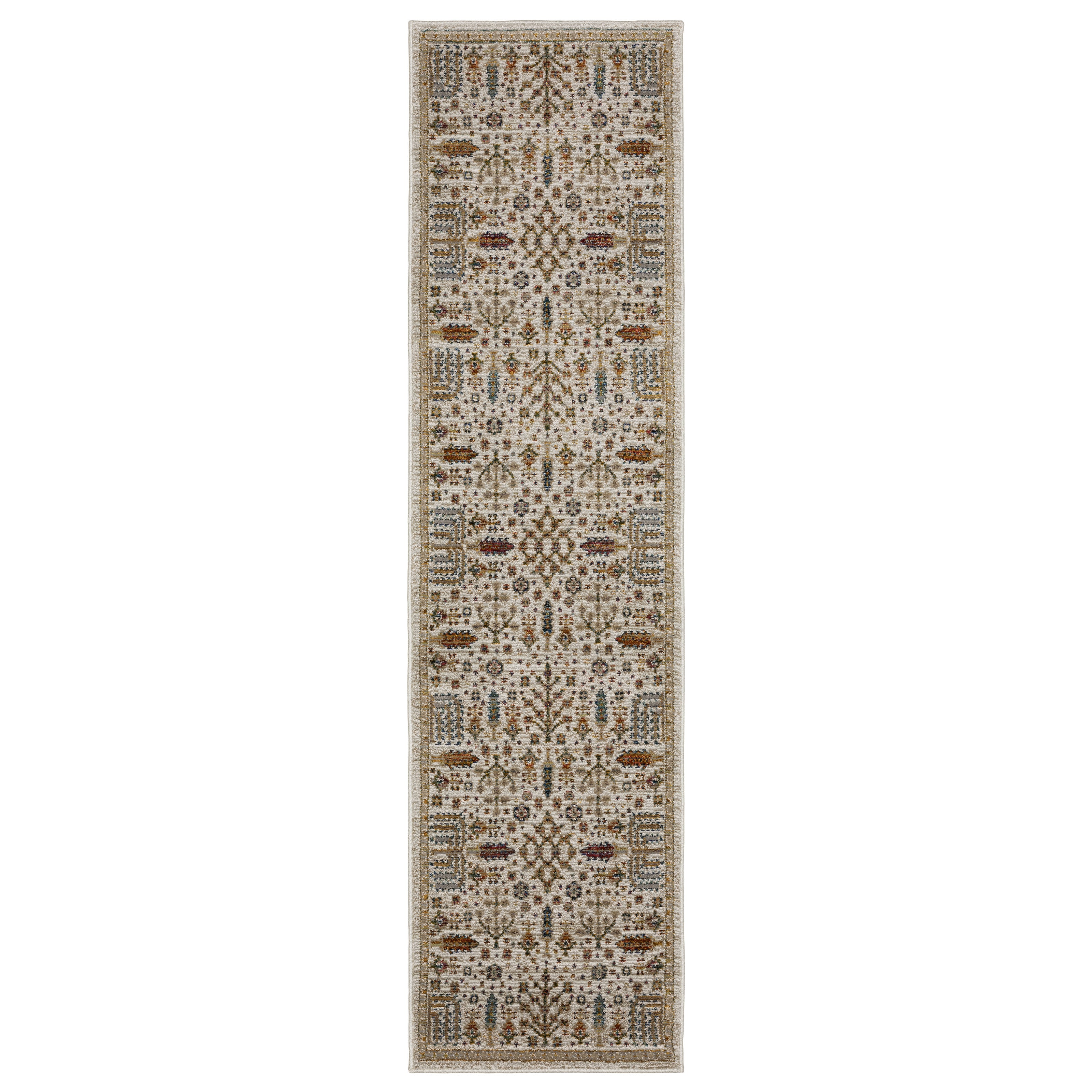 Andorra 2449B Ivory/Gold Area Rug, ivory gold modern traditional area rug with graceful vintage-inspired pattern and dense pile.