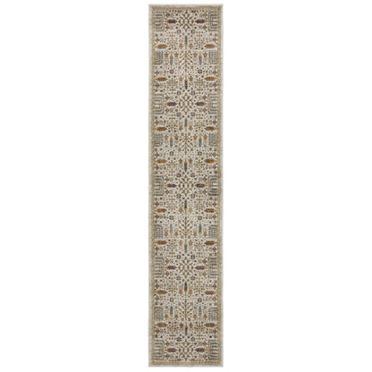 Andorra 2449B Ivory/Gold Area Rug, ivory gold modern traditional area rug with graceful vintage-inspired pattern and dense pile.