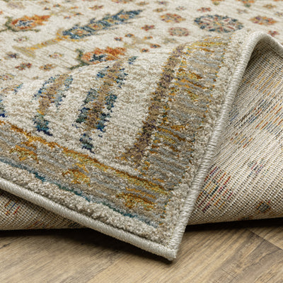 Andorra 2449B Ivory/Gold Area Rug, ivory gold modern traditional area rug with graceful vintage-inspired pattern and dense pile.