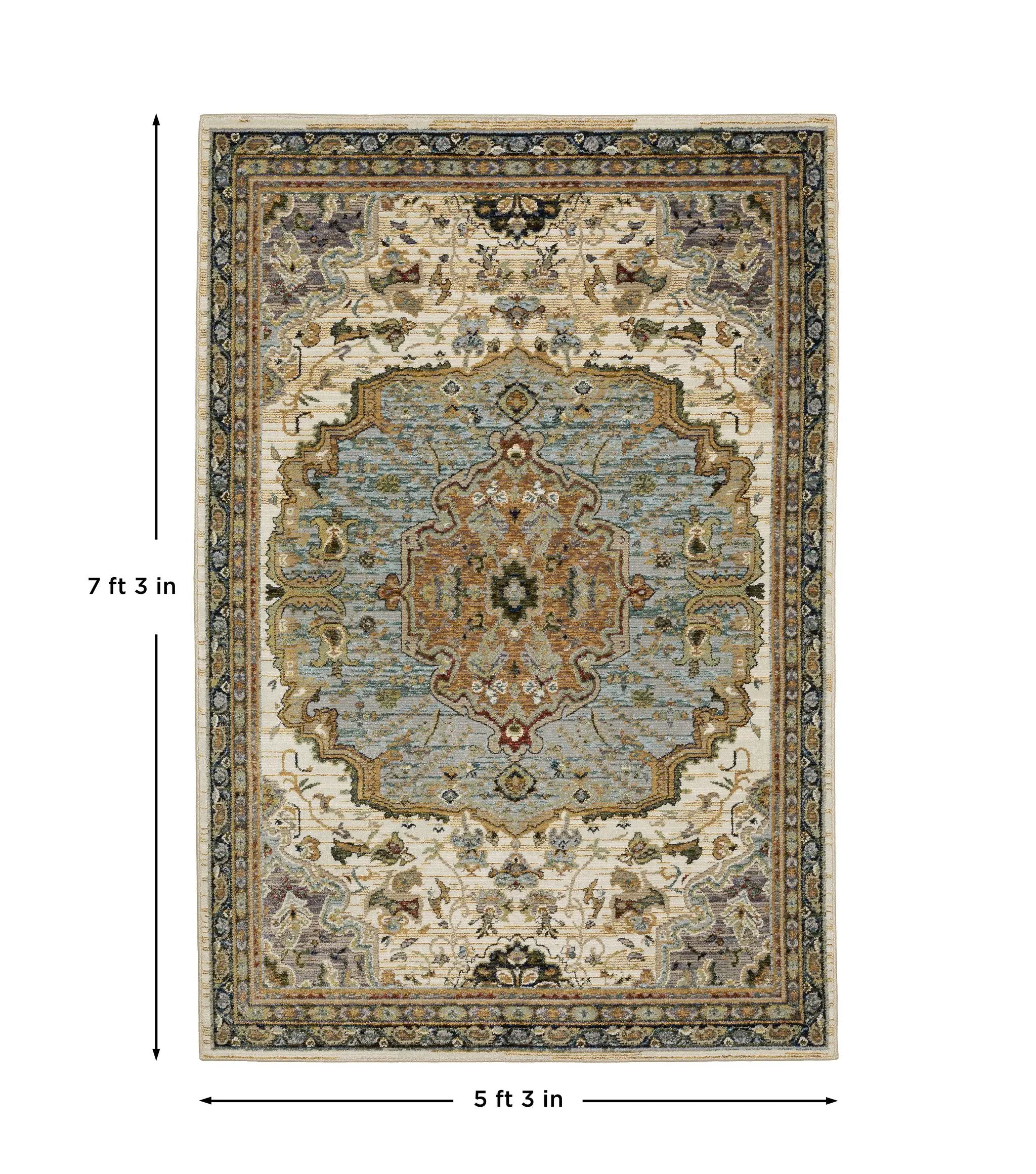 Andorra 2451B Ivory/ Blue Area Rug by Oriental Weavers