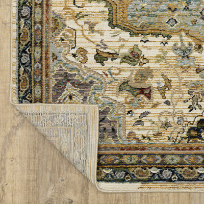 Andorra 2451B Ivory/Blue Area Rug, ivory blue modern traditional area rug with vintage-inspired pattern and refined soft pile.