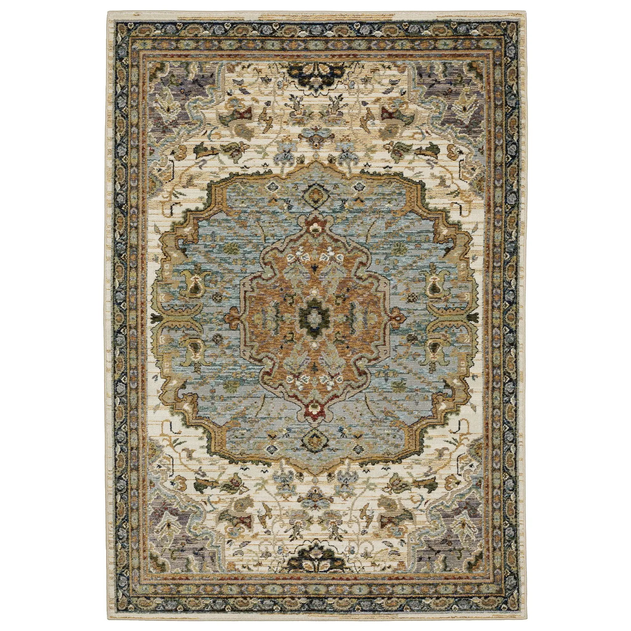 Andorra 2451B Ivory/ Blue Area Rug by Oriental Weavers