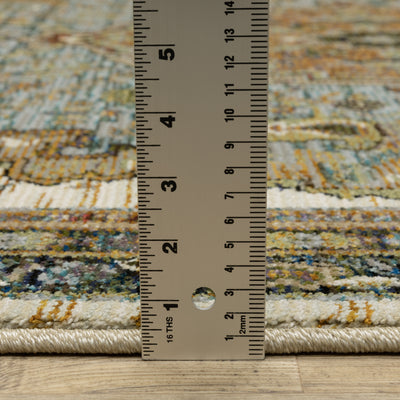 Andorra 2451B Ivory/Blue Area Rug, ivory blue modern traditional area rug with vintage-inspired pattern and refined soft pile.