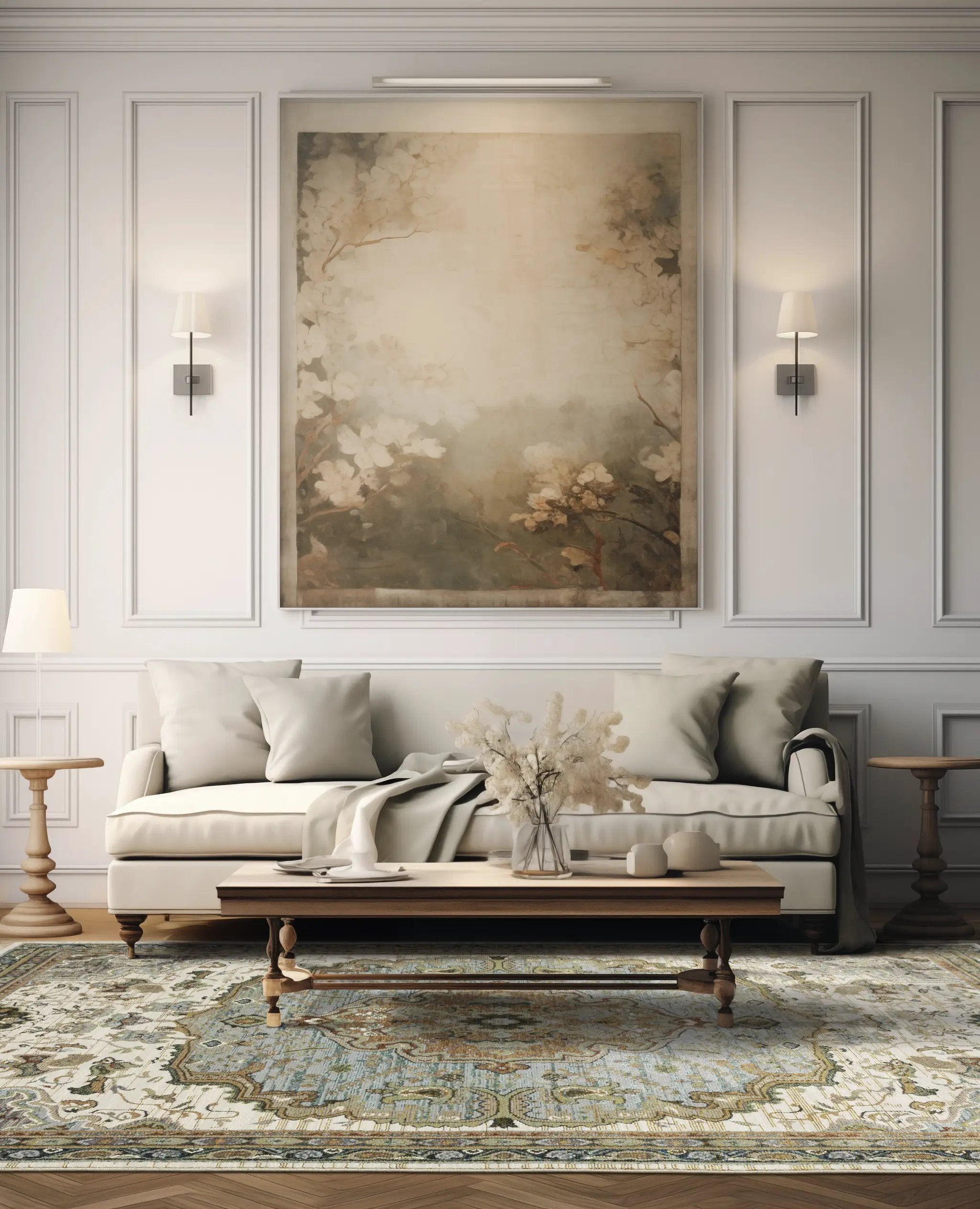 Andorra 2451B Ivory/ Blue Area Rug by Oriental Weavers