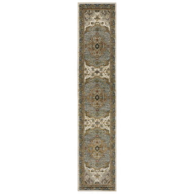 Andorra 2451B Ivory/Blue Area Rug, ivory blue modern traditional area rug with vintage-inspired pattern and refined soft pile.