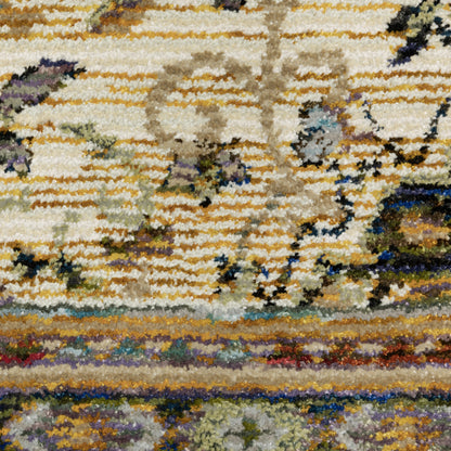 Andorra 2451B Ivory/Blue Area Rug, ivory blue modern traditional area rug with vintage-inspired pattern and refined soft pile.