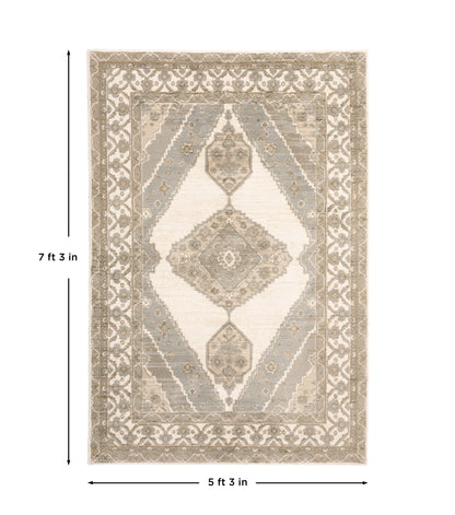 Andorra 298C0 Beige/Ivory Area Rug, beige ivory modern traditional area rug with subtle vintage-inspired pattern and dense soft pile.