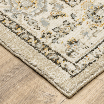 Andorra 303D0 Beige/Ivory Area Rug, beige ivory modern traditional area rug with quiet vintage-inspired design and plush pile.
