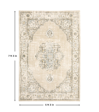 Andorra 303D0 Beige/Ivory Area Rug, beige ivory modern traditional area rug with quiet vintage-inspired design and plush pile.
