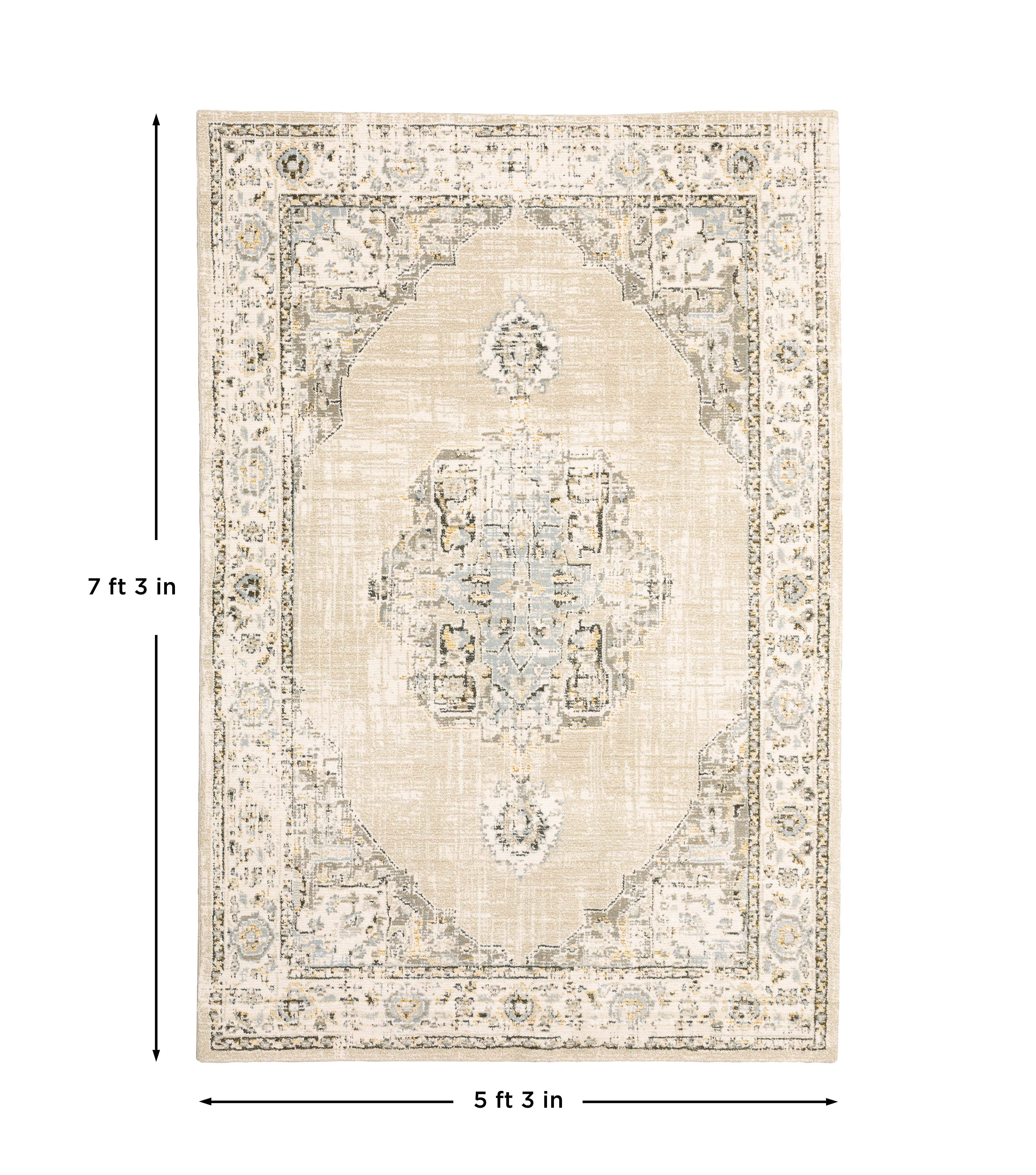 Andorra 303D0 Beige/Ivory Area Rug, beige ivory modern traditional area rug with quiet vintage-inspired design and plush pile.