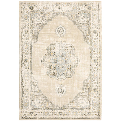Andorra 303D0 Beige/Ivory Area Rug, beige ivory modern traditional area rug with quiet vintage-inspired design and plush pile.