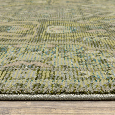 Andorra 3709C Green/Gold Area Rug, green gold modern traditional area rug with jewel-toned vintage-inspired pattern and dense pile.