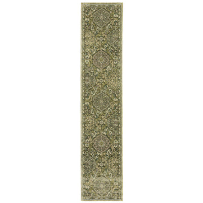 Andorra 3709C Green/Gold Area Rug, green gold modern traditional area rug with jewel-toned vintage-inspired pattern and dense pile.