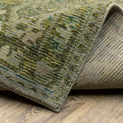 Andorra 3709C Green/Gold Area Rug, green gold modern traditional area rug with jewel-toned vintage-inspired pattern and dense pile.
