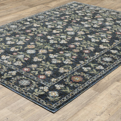 Andorra 3710A Blue/Multi Area Rug, blue multi modern traditional area rug with vibrant vintage-inspired pattern and plush pile.