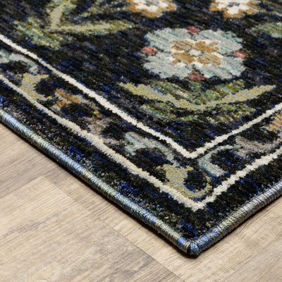 Andorra 3710A Blue/Multi Area Rug, blue multi modern traditional area rug with vibrant vintage-inspired pattern and plush pile.