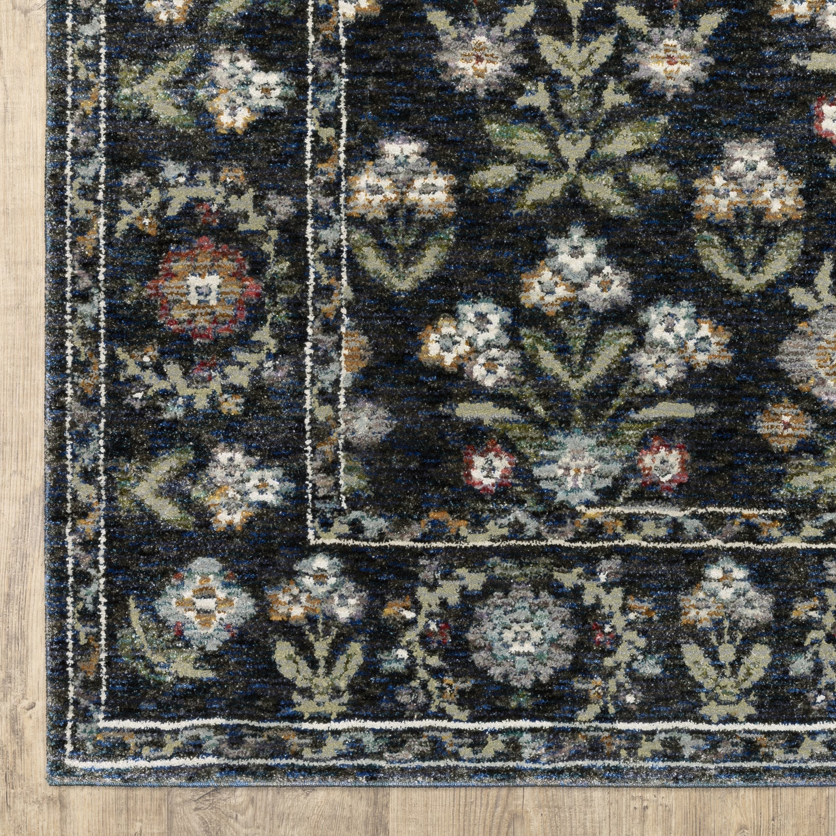 Andorra 3710A Blue/Multi Area Rug, blue multi modern traditional area rug with vibrant vintage-inspired pattern and plush pile.