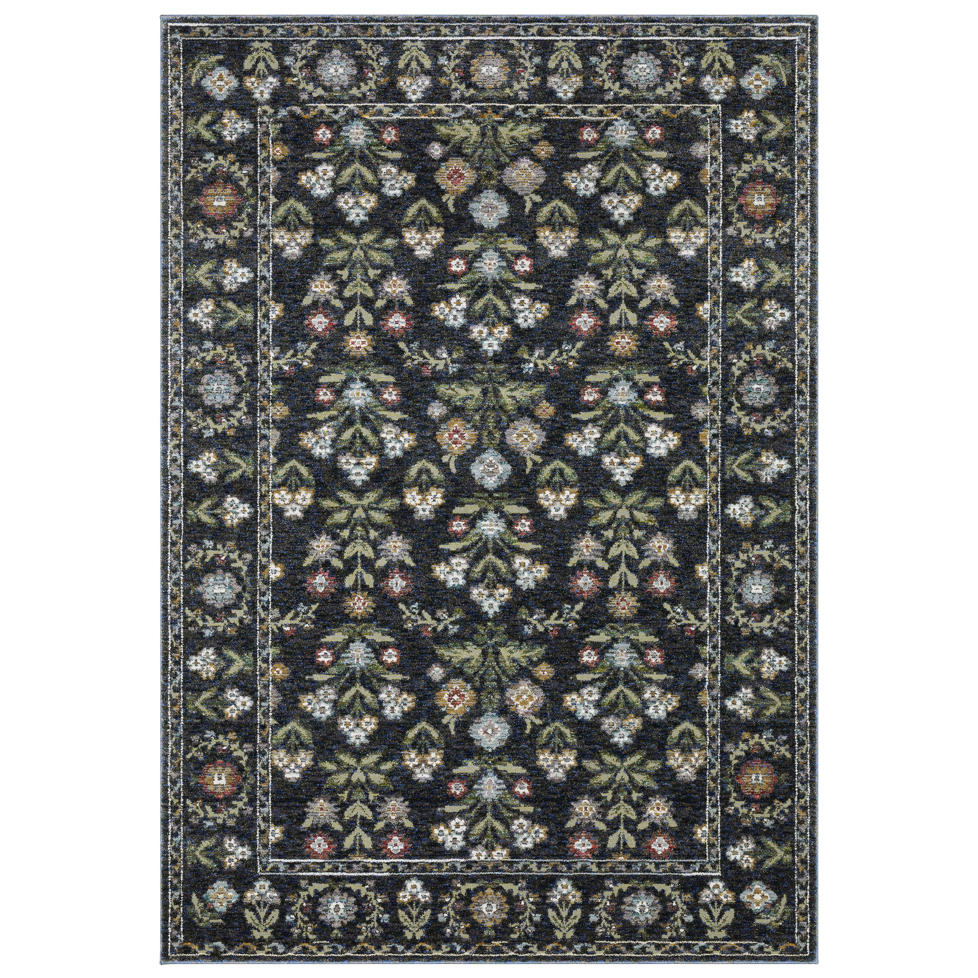 Andorra 3710A Blue/Multi Area Rug, blue multi modern traditional area rug with vibrant vintage-inspired pattern and plush pile.
