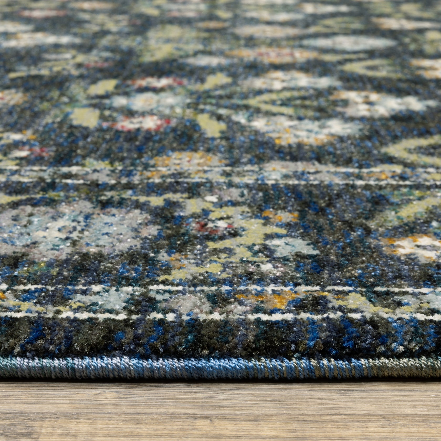 Andorra 3710A Blue/Multi Area Rug, blue multi modern traditional area rug with vibrant vintage-inspired pattern and plush pile.