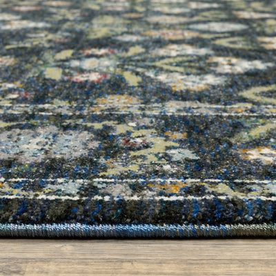 Andorra 3710A Blue/Multi Area Rug, blue multi modern traditional area rug with vibrant vintage-inspired pattern and plush pile.