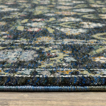 Andorra 3710A Blue/Multi Area Rug, blue multi modern traditional area rug with vibrant vintage-inspired pattern and plush pile.